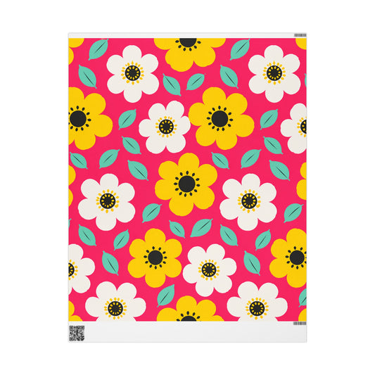 Happy Flower Wrapping Paper Retro Daisy Gift Wrap
