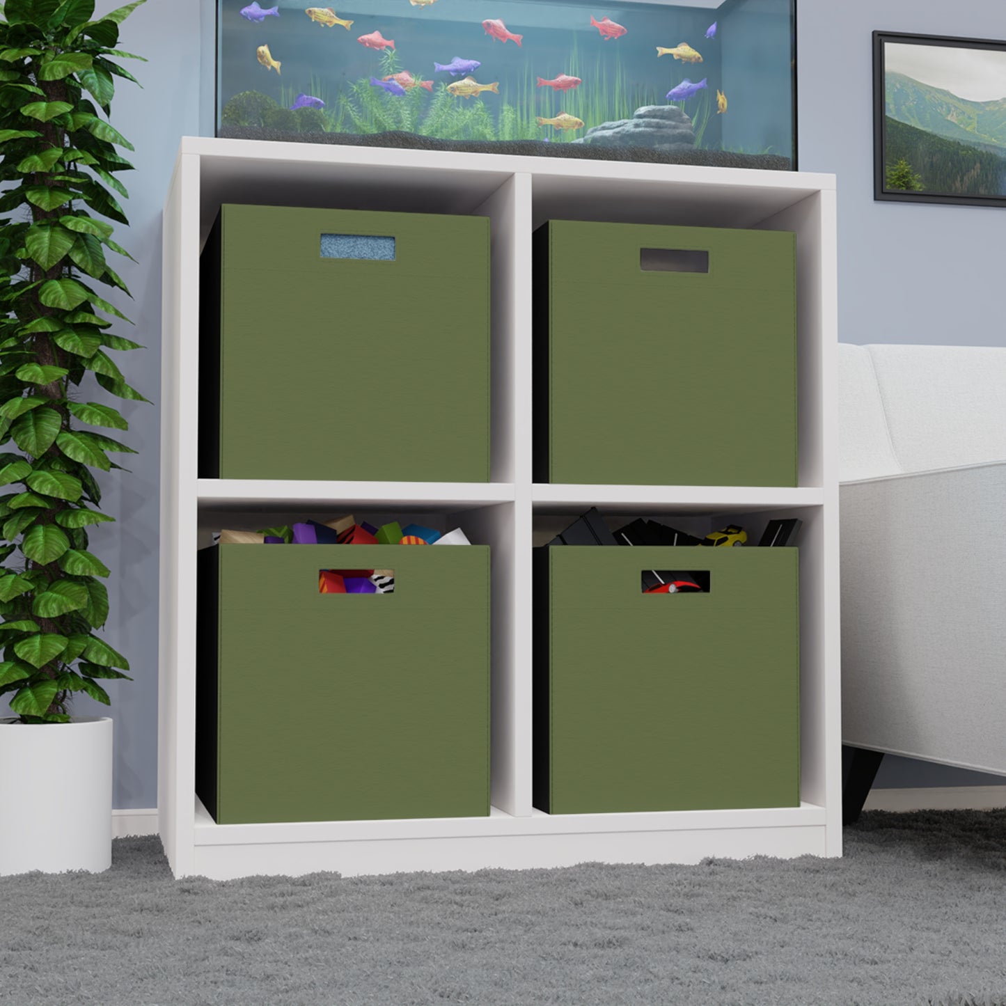 Olive Felt Storage Box Foldable Organizer Bin Home Storage Basket