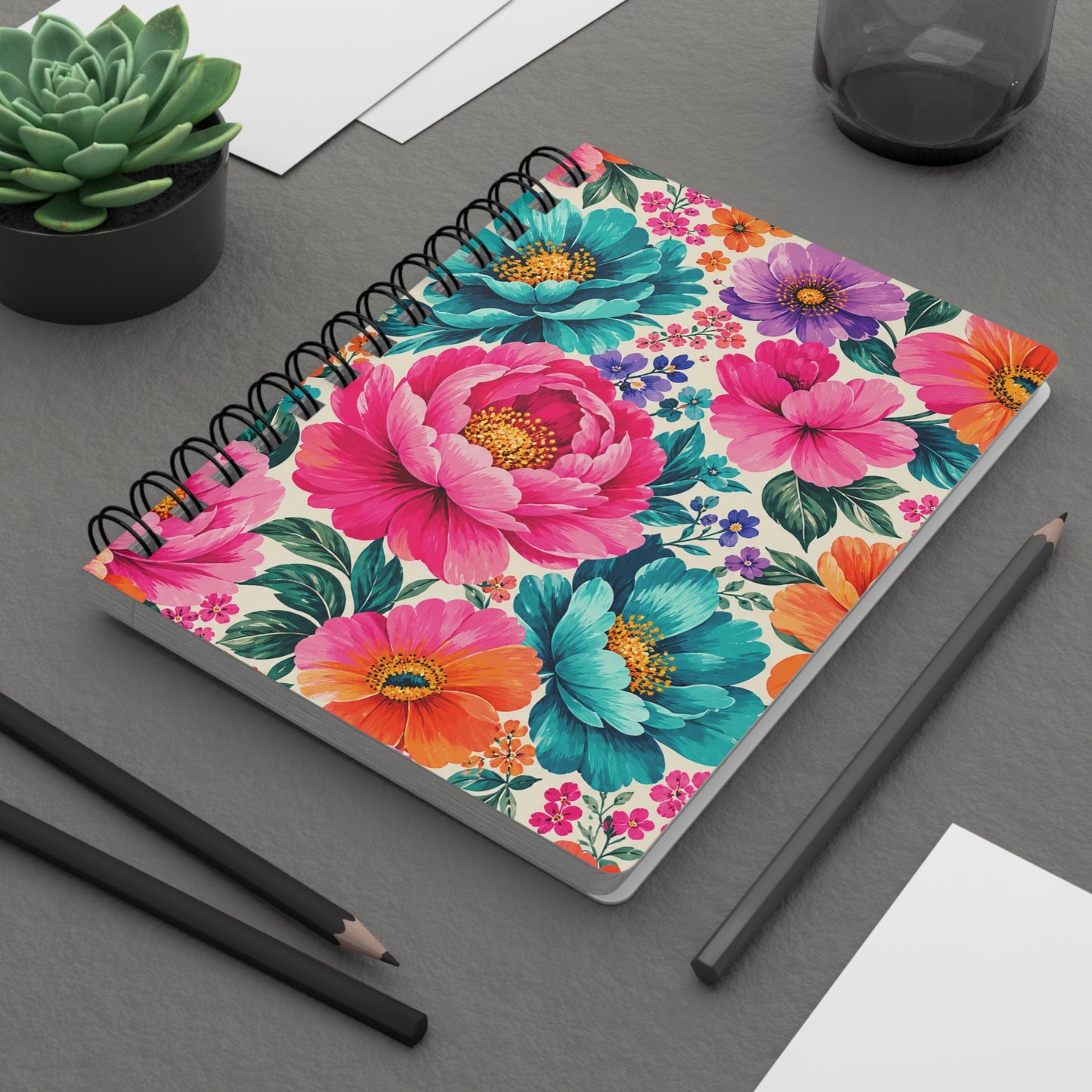 Dreamy Floral Spiral A5 Journal Floral Notebook
