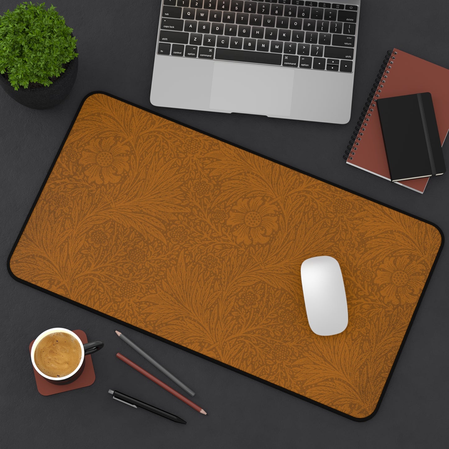 Saddle Tan Floral Desk Mat (12x18, 12x22, 16x32)