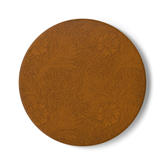 Saddle Tan Ceramic Coaster Tonal Botanical Drink Coaster