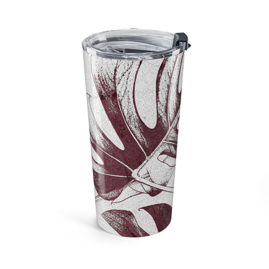 Monstera Leaf Mauve and White 20 oz Tumbler