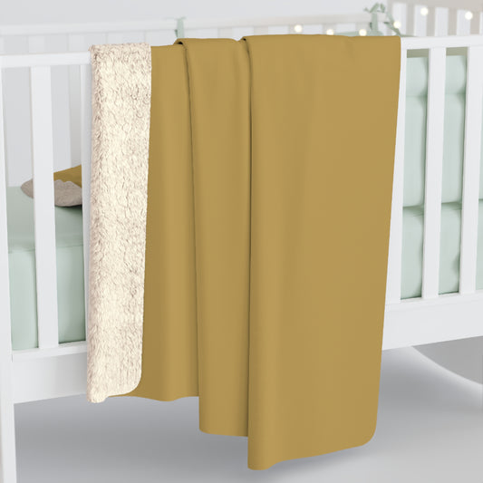 Muted Gold Sherpa Fleece Blanket Cozy Plush Throw 3 Sizes Soft Warm Blanket