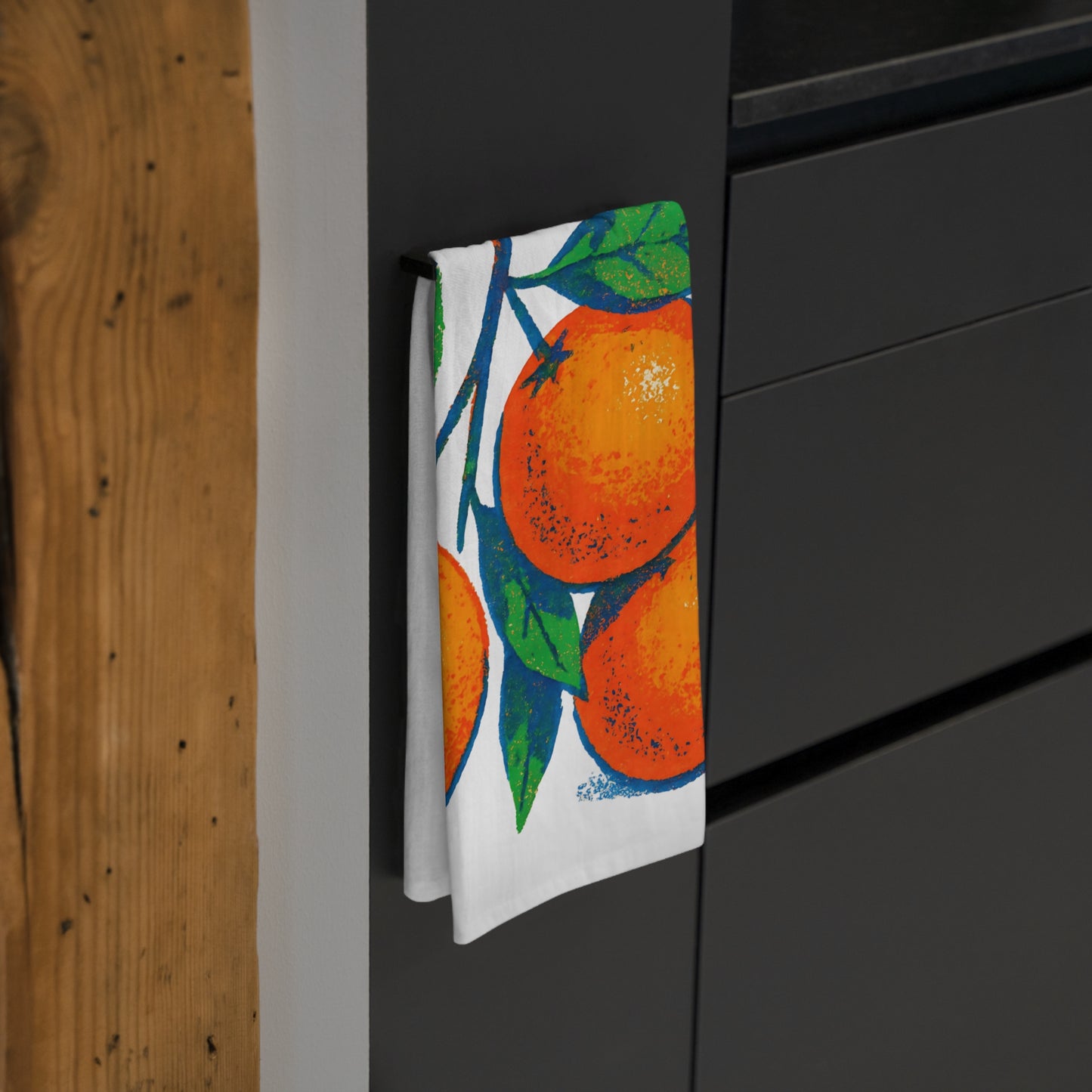 Orange Kitchen Tea Towel Cotton Dish Towel Citrus Fruit Design Decorative Towel