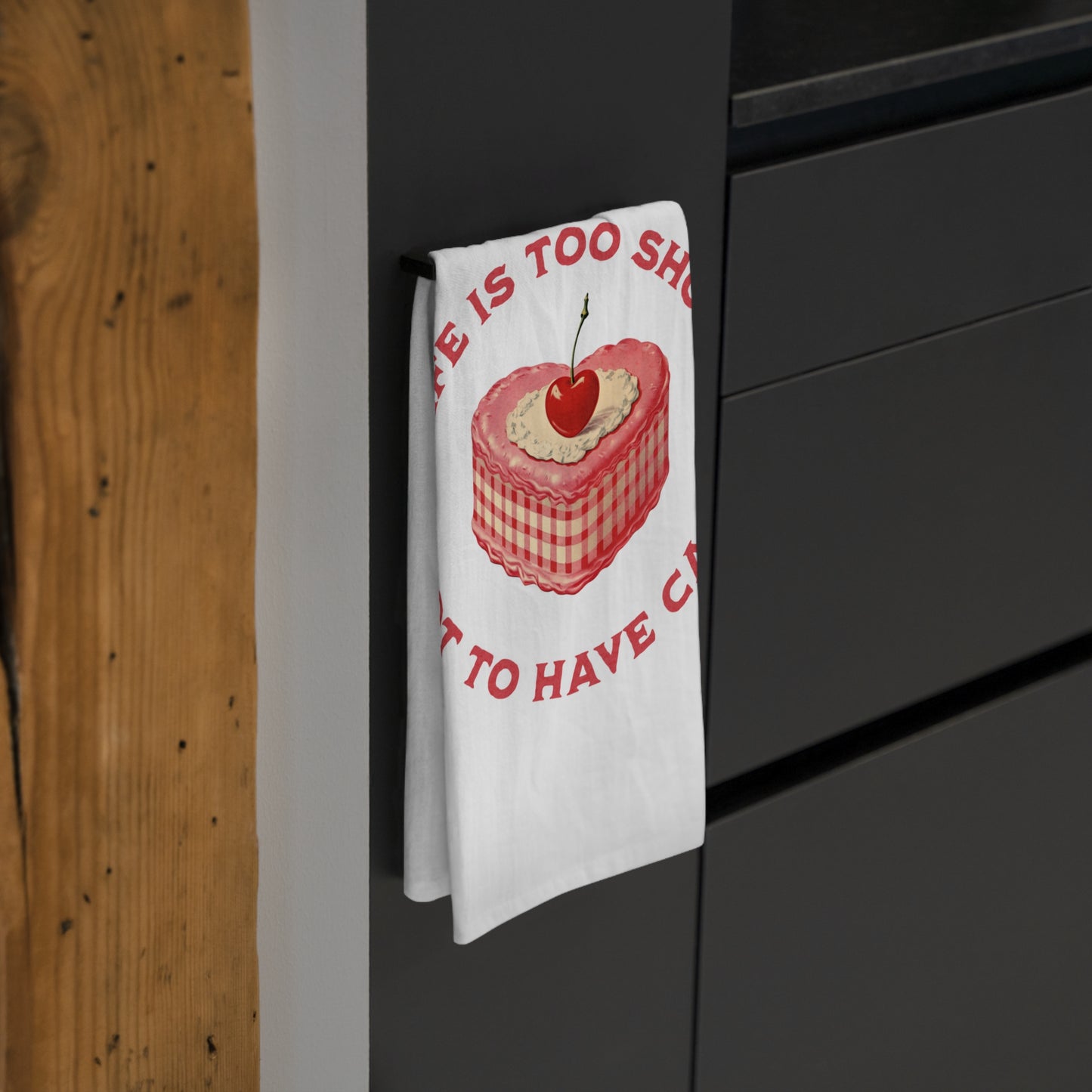 Life Is Too Short Tea Towel Funny Kitchen Towel Cake Design Cotton Dish Towel