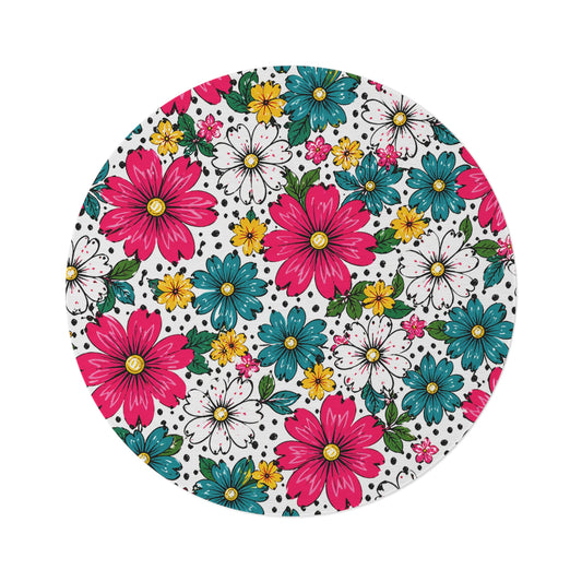 Pop Bloom Floral Round 60 Inch Rug