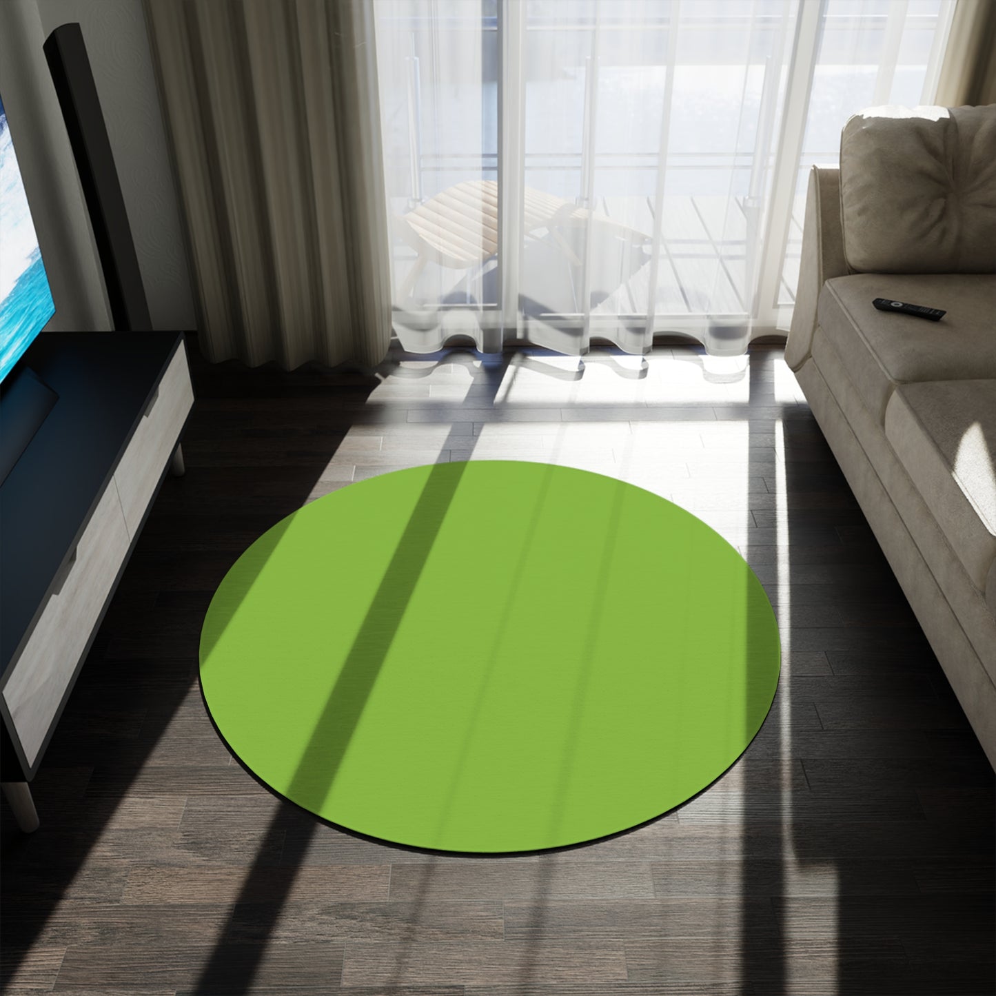 Muted Lime Coordinated Round Rug 60 Inch Floor Rug Minimal Home Decor Living Room Rug