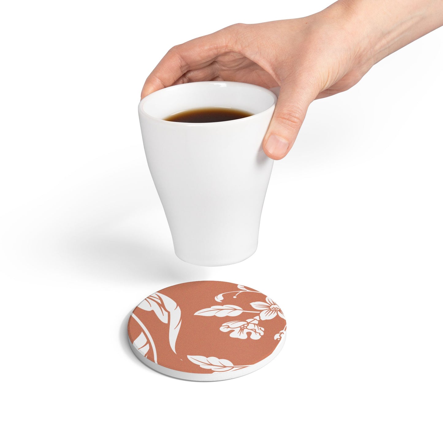 Terracotta Floral Ceramic Coaster Coordinated Collection