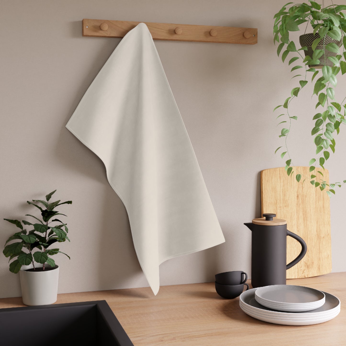 Latte Cream Cotton Twill Tea Towel 18 x 30
