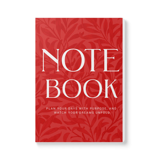 True Red Leaves A5 Lined Journal Minimal Botanical Notebook | Coordinated Collection
