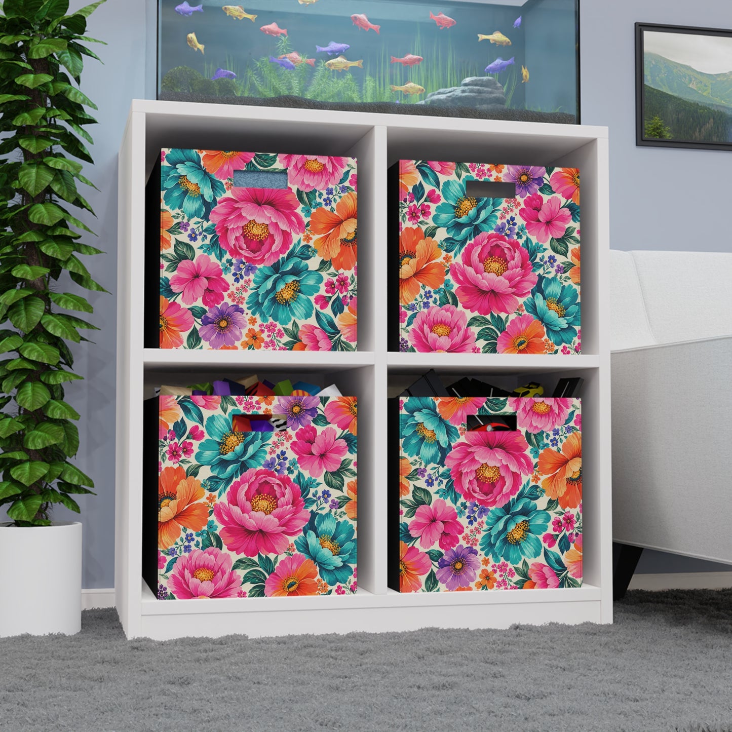 Dreamy Floral Felt Storage Box Floral Organizer Bin
