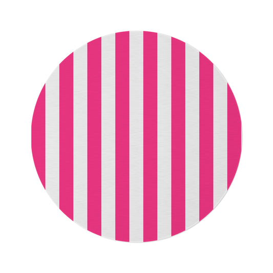Pink Stripe Round Rug 60 Inch Pink and White Striped Area Rug Modern Aesthetic Decor