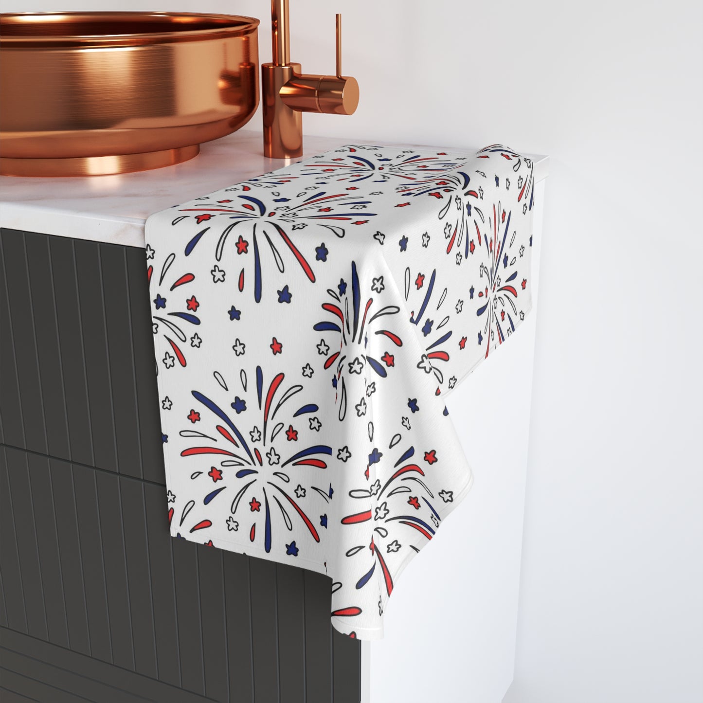 Fireworks Hand Towel Patriotic Bathroom Hand Towel