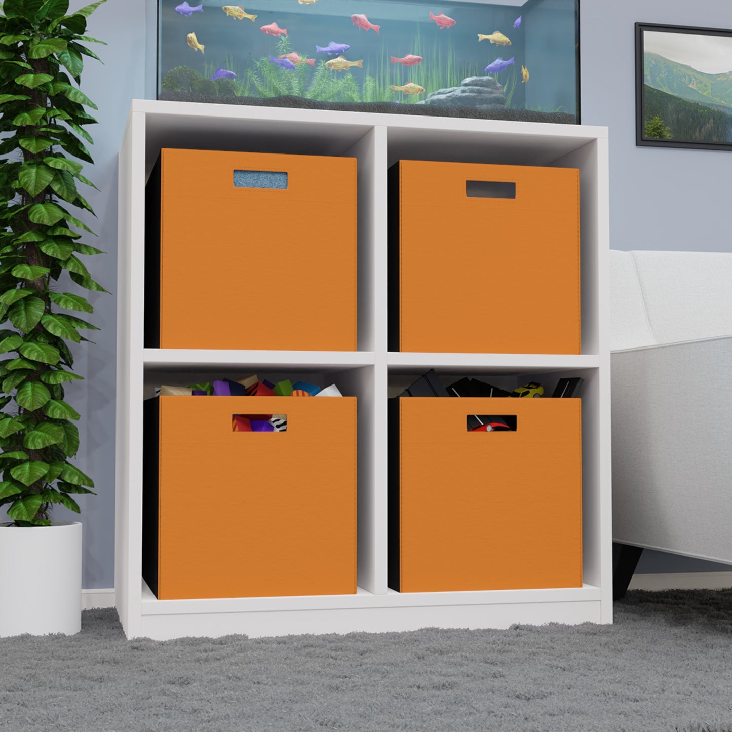Tangerine Felt Storage Box Foldable Organizer Bin Home Storage Basket