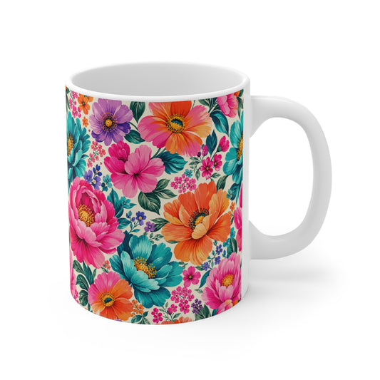 Dreamy Floral Ceramic Coffee Mug 11 oz Floral Mug