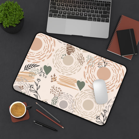 Neutral Flow Desk Mat Minimal Botanical Desk Pad (12x18, 12x22, 16x32)