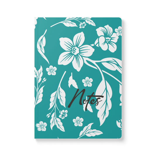 Deep Aqua Floral A5 Lined Journal Coordinated Collection