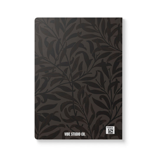 Muted Charcoal Leaves A5 Lined Journal Minimal Botanical Notebook | Coordinated Collection