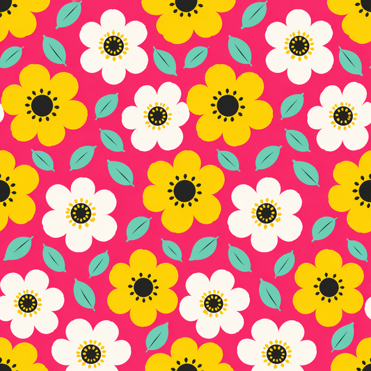 Happy Flower Bold Floral Seamless Pattern Bright Pink Floral PNG 8000x8000 Repeat Tile