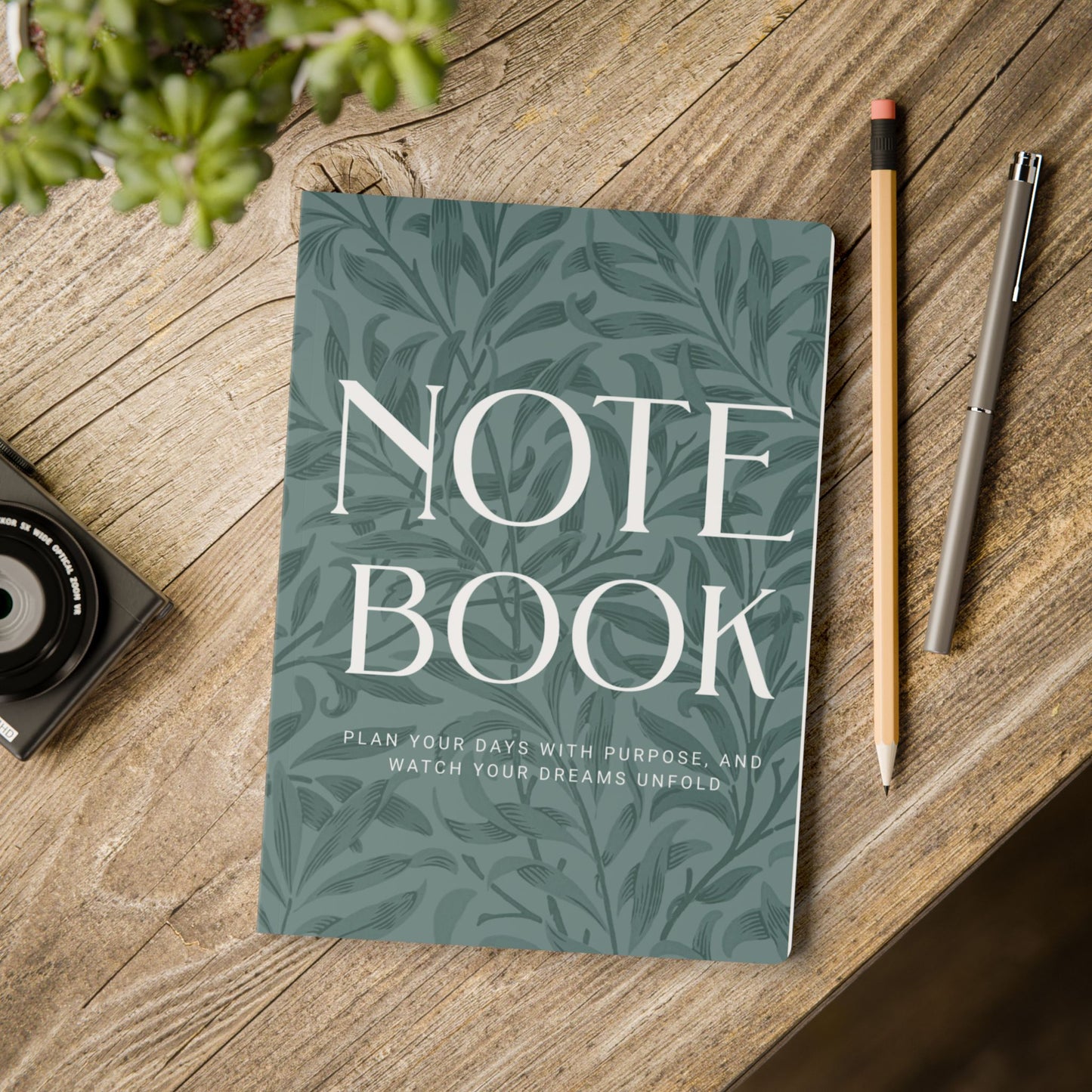 Dusty Blue Leaves A5 Lined Journal Minimal Botanical Notebook | Coordinated Collection