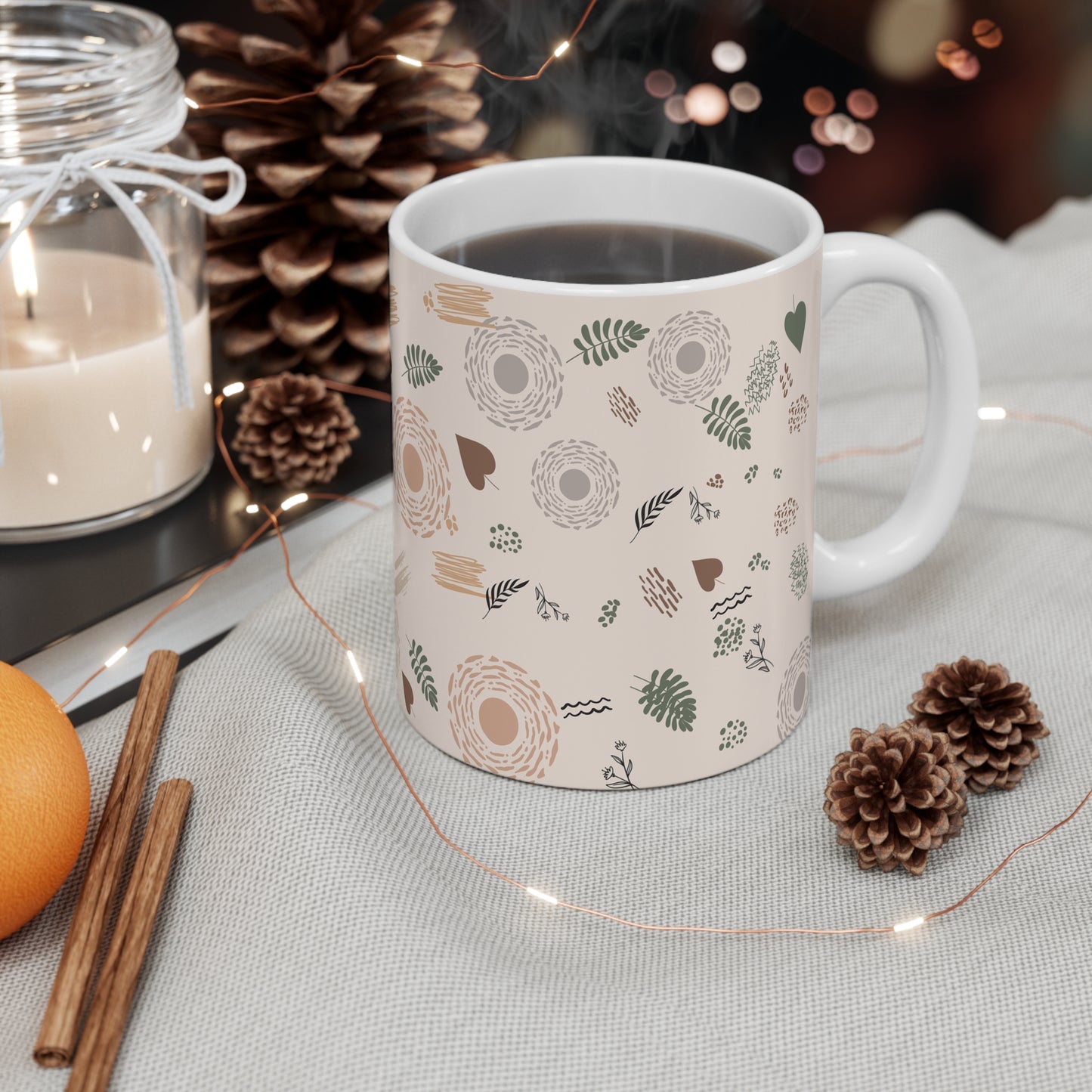 Neutral Flow Mug Minimal Botanical Coffee Mug