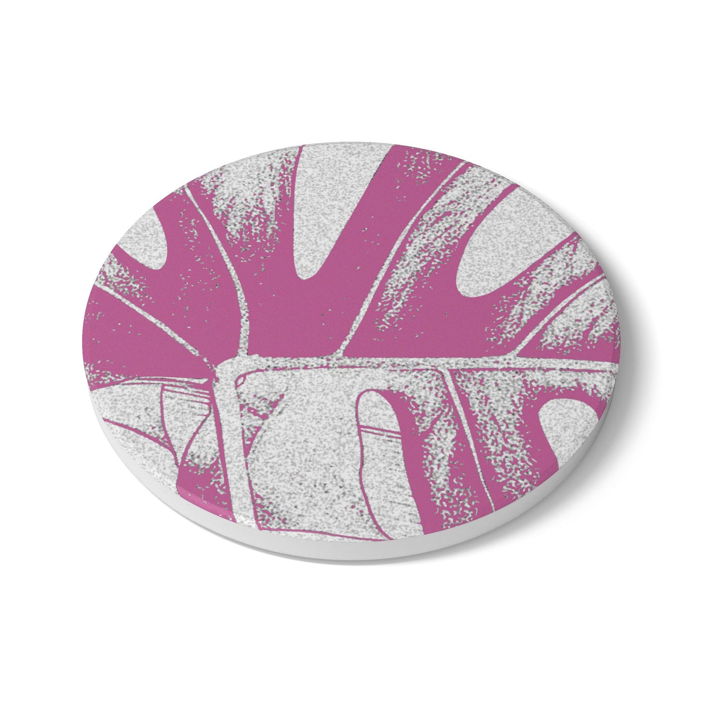 Monstera Leaf Lilac Wine Ceramic Coaster Botanical Drink Coaster