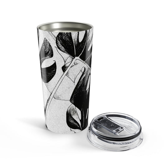 Monstera Leaf Black White 20 oz Tumbler