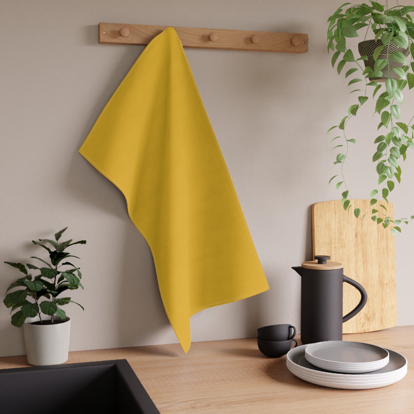 Honey Yellow Cotton Twill Tea Towel 18 x 30