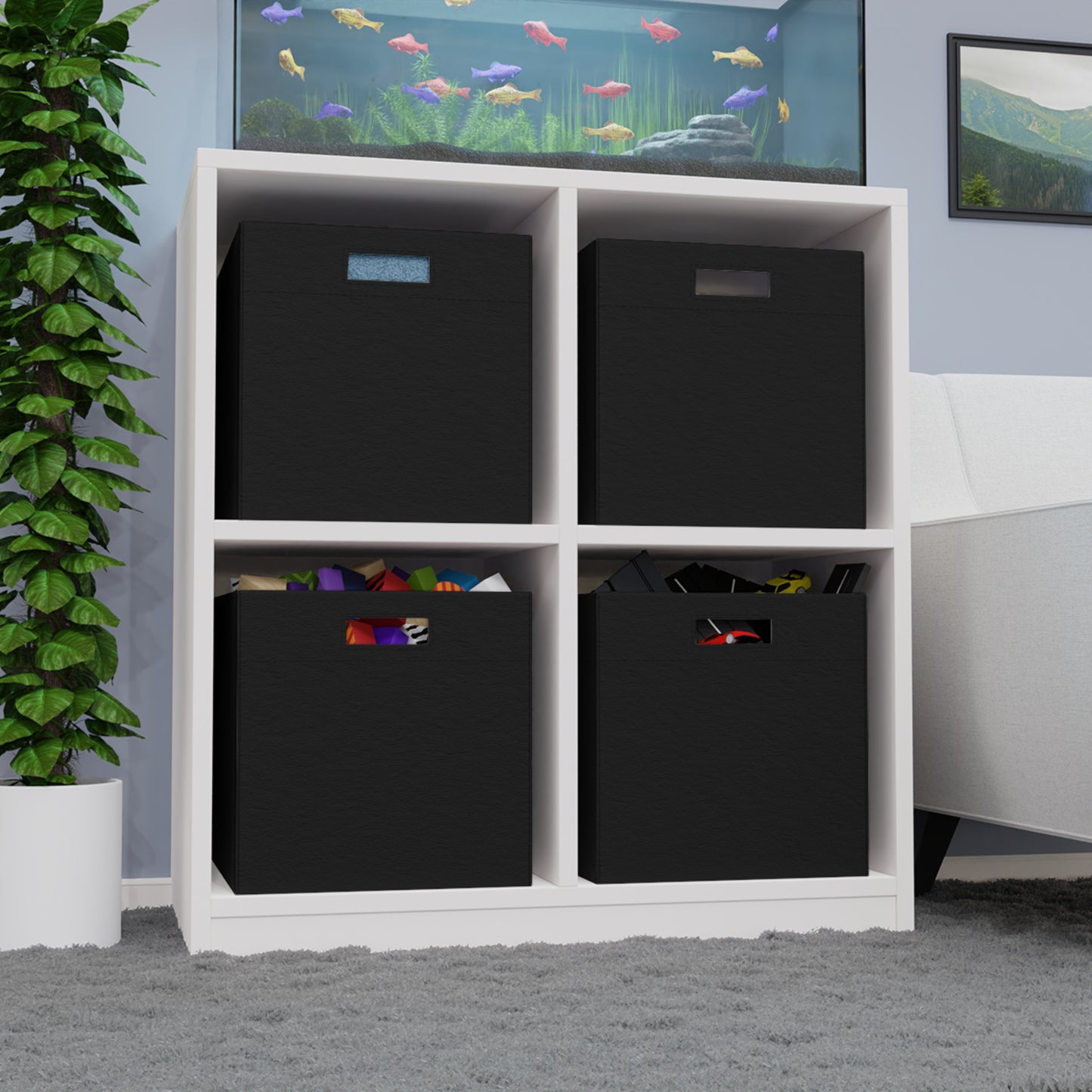 Black Felt Storage Box Foldable Organizer Bin Home Storage Basket