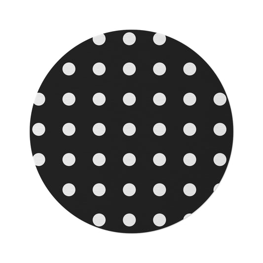 Black Polka Dot Round 60 Inch Rug