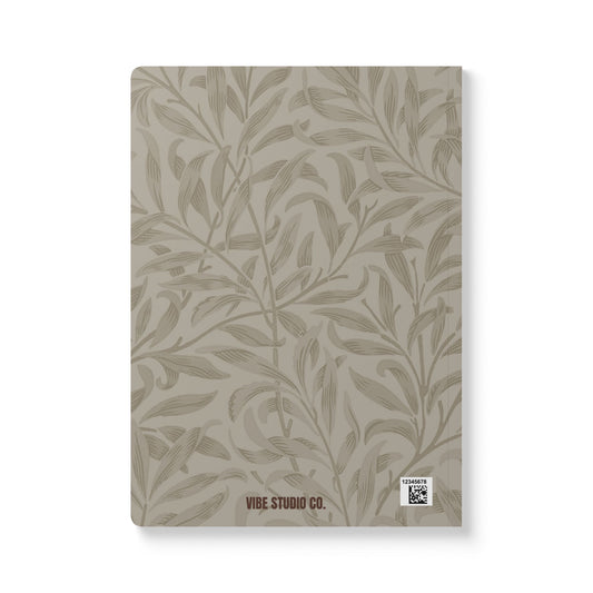 Warm Stone Leaves A5 Lined Journal Minimal Botanical Notebook | Coordinated Collection