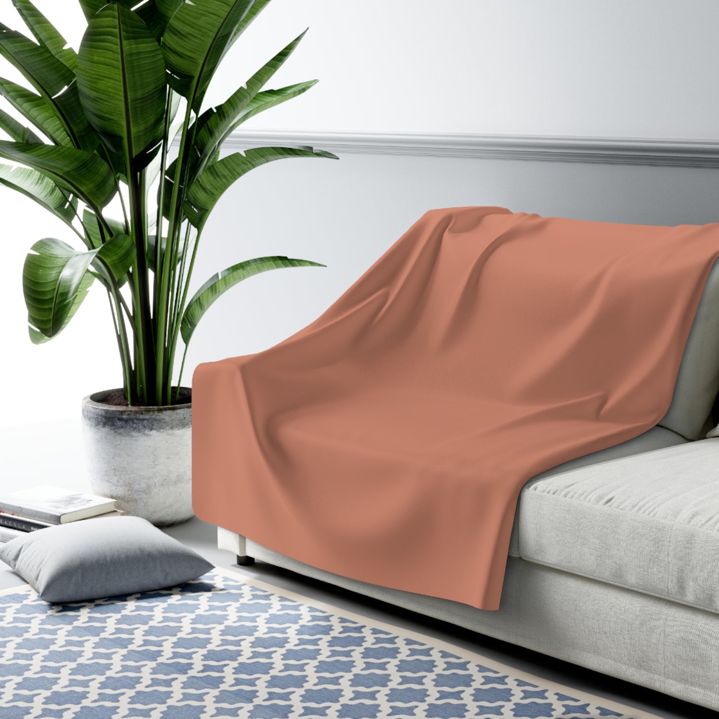 Terracotta Sherpa Fleece Blanket Cozy Plush Throw 3 Sizes Soft Warm Blanket