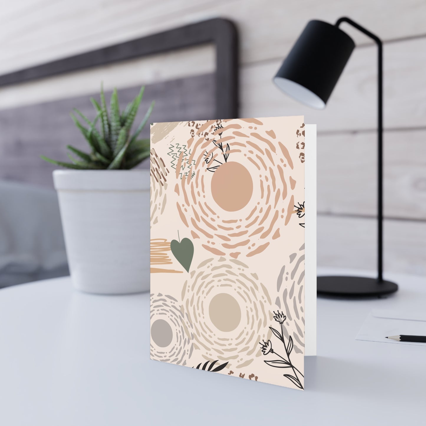 Neutral Flow Note Cards Minimal Botanical Stationery Set
