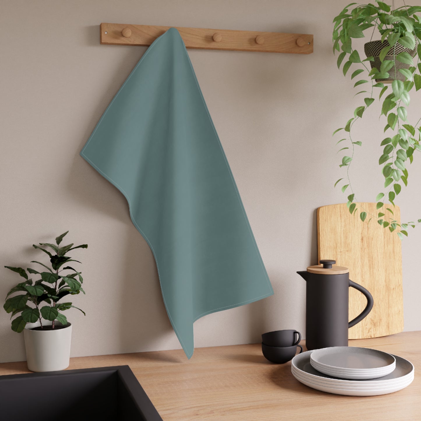 Dusty Blue Cotton Twill Tea Towel 18 x 30
