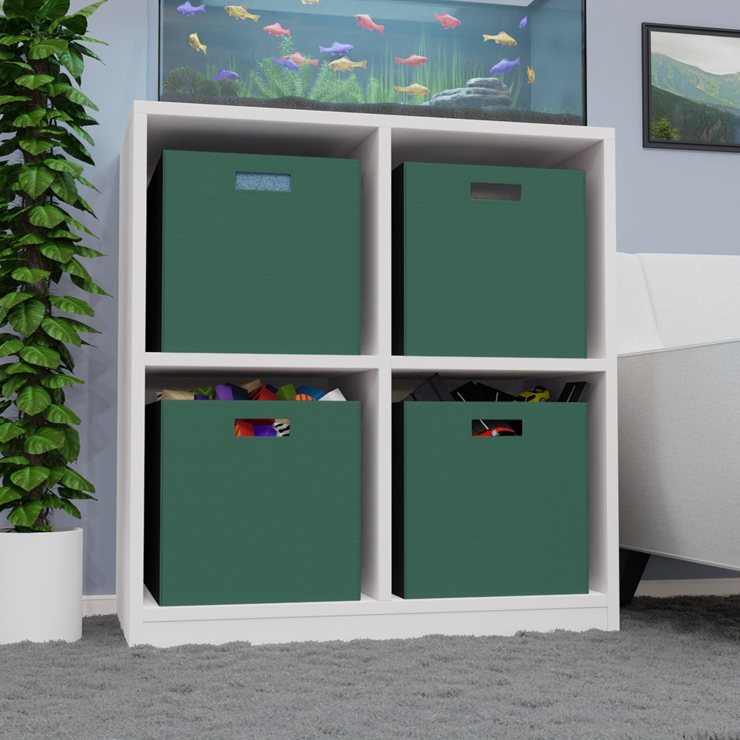 Leaf Green Felt Storage Box Foldable Organizer Bin Home Storage Basket