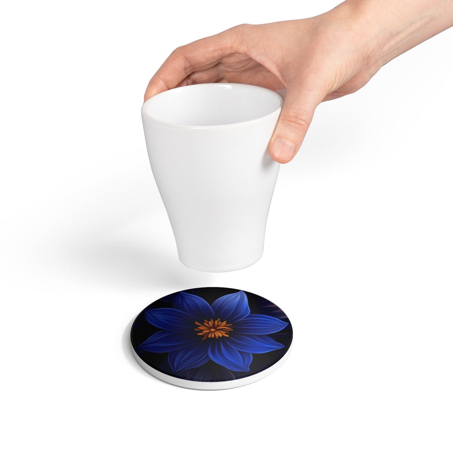 Blue Floral Heaven Ceramic Coaster Botanical Drink Coaster