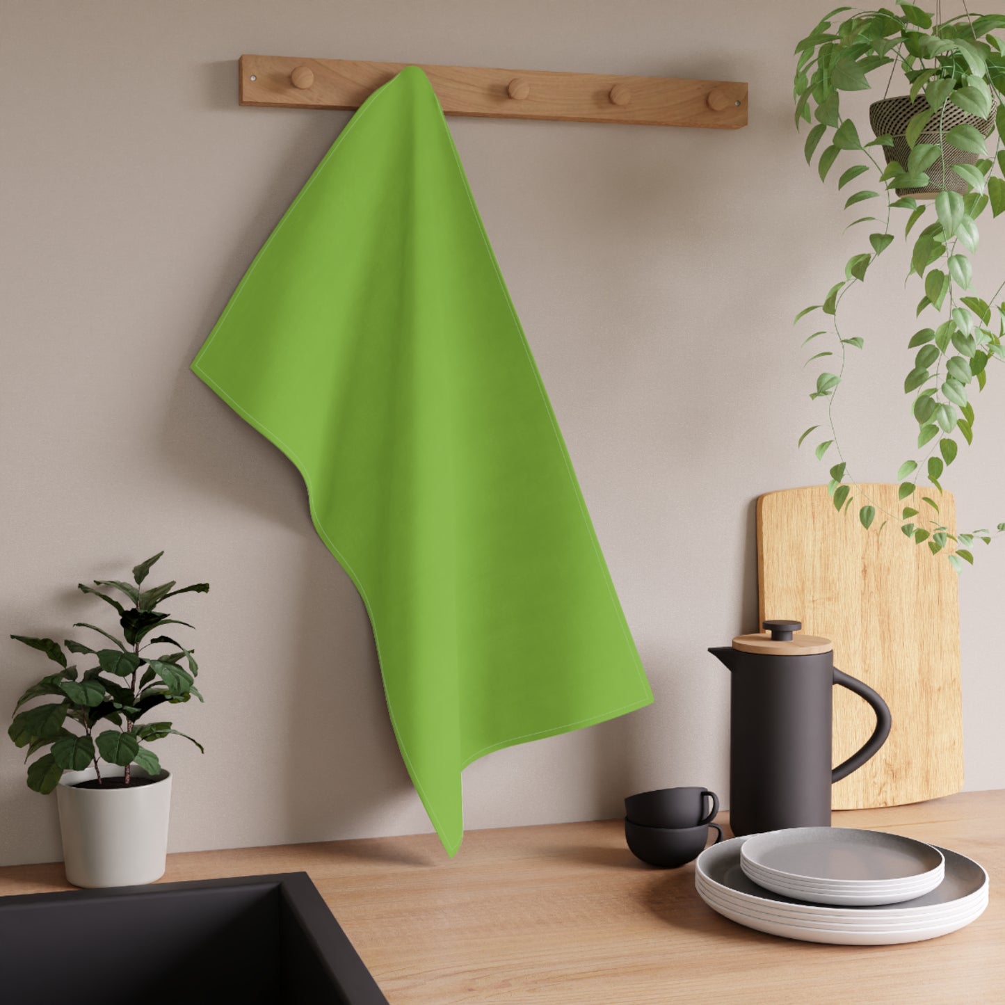 Muted Lime Cotton Twill Tea Towel 18 x 30