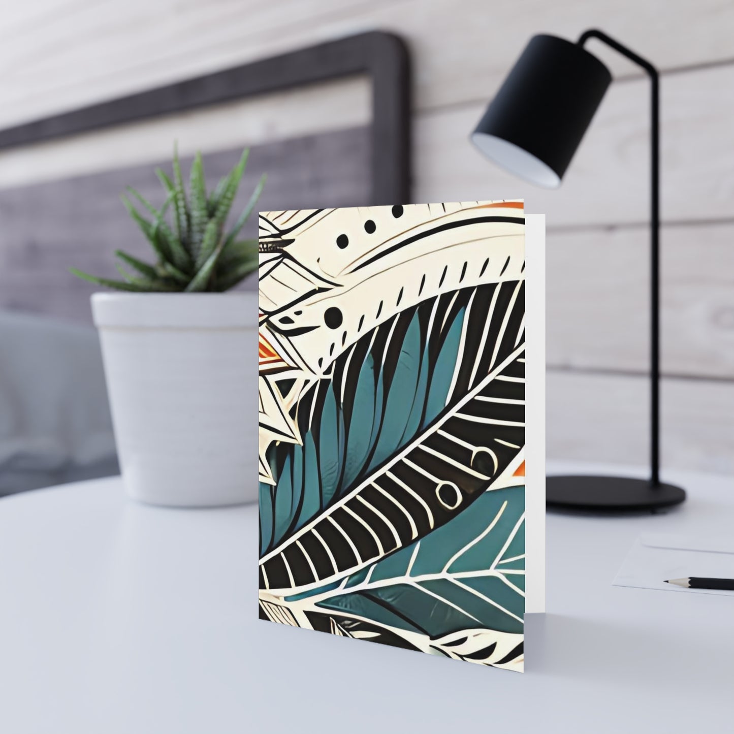 Botanical Leaves Blue Note Card