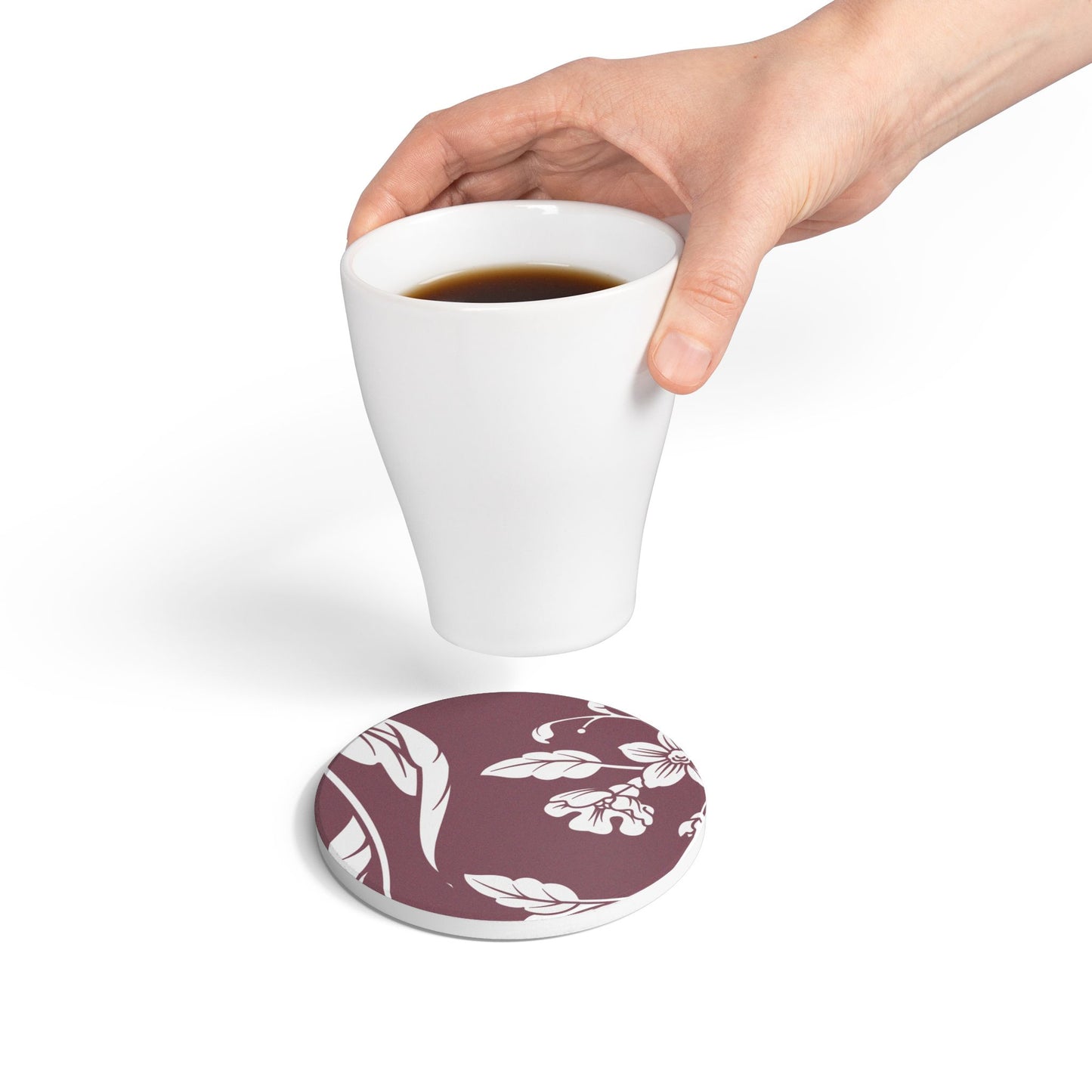 Mauve Floral Ceramic Coaster Coordinated Collection