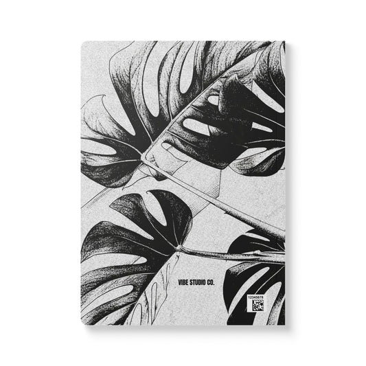 Monstera Leaf Black White A5 Lined Journal