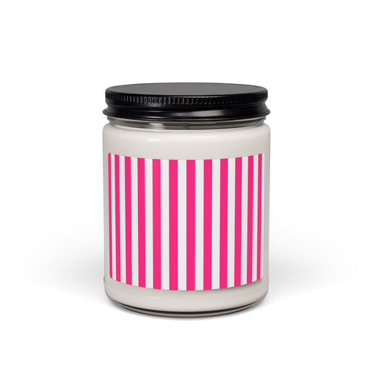 Pink Stripe 9oz Soy Candle Pink Striped Decor Candle