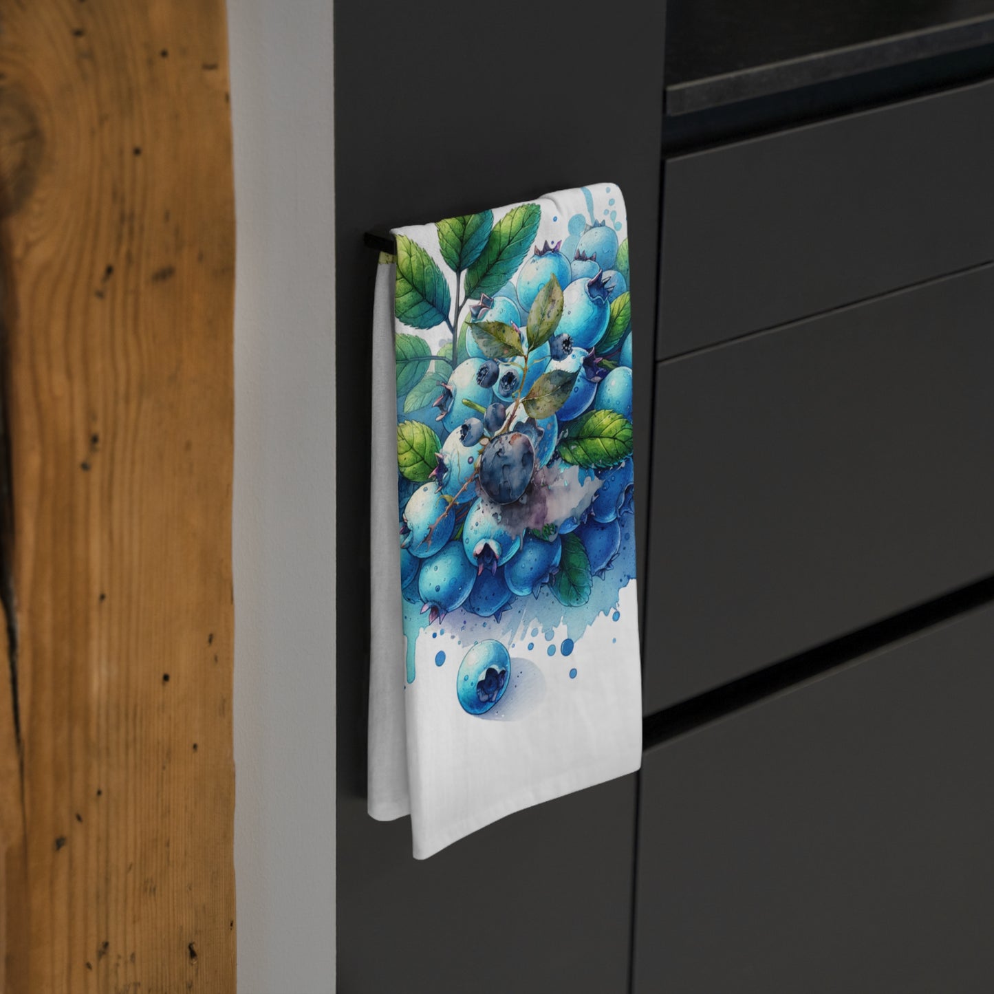 Blueberry Botanical Tea Towel Watercolor Kitchen Towel Fruit Kitchen Decor Cotton Dish Towel