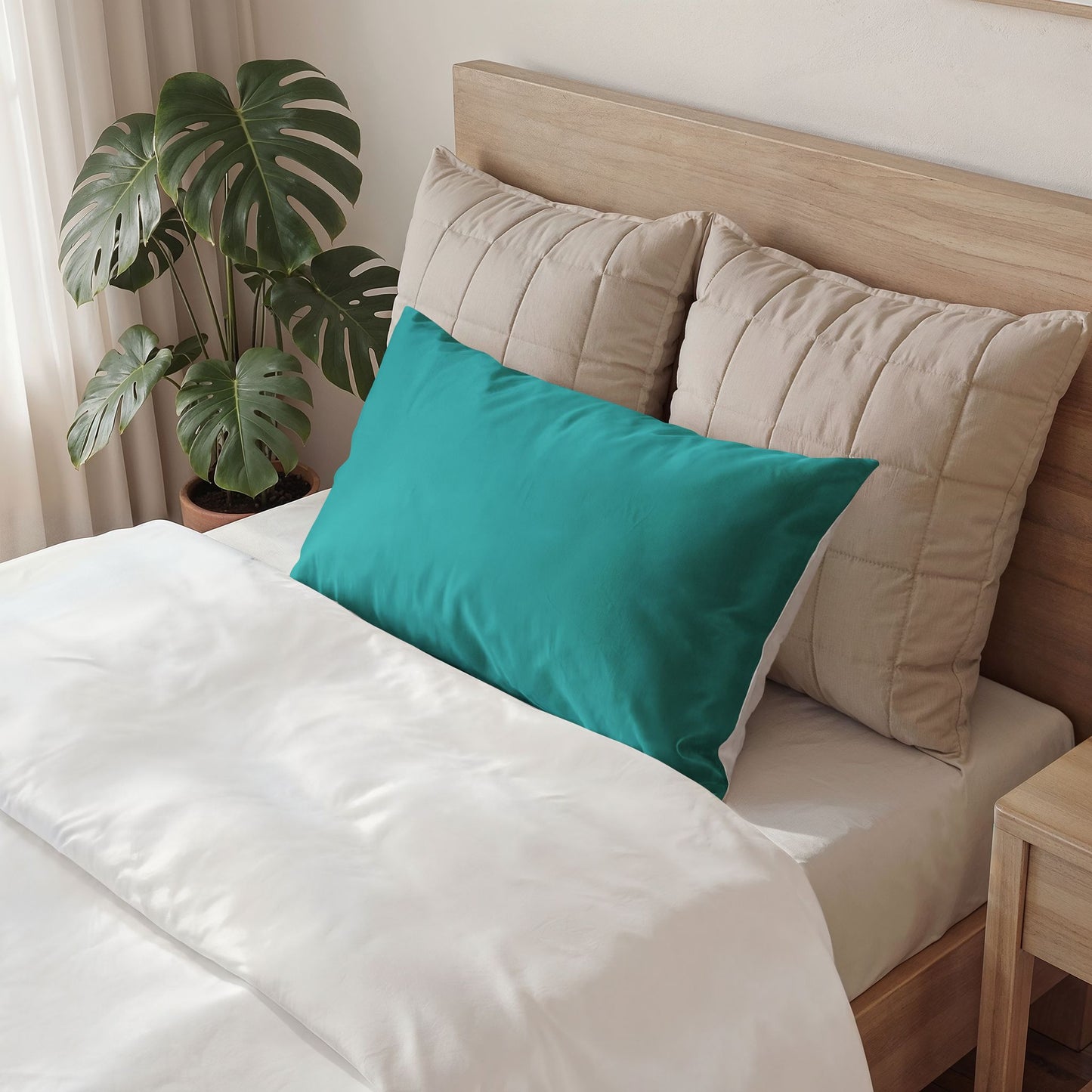 Deep Aqua Pillow Solid Cotton Sham