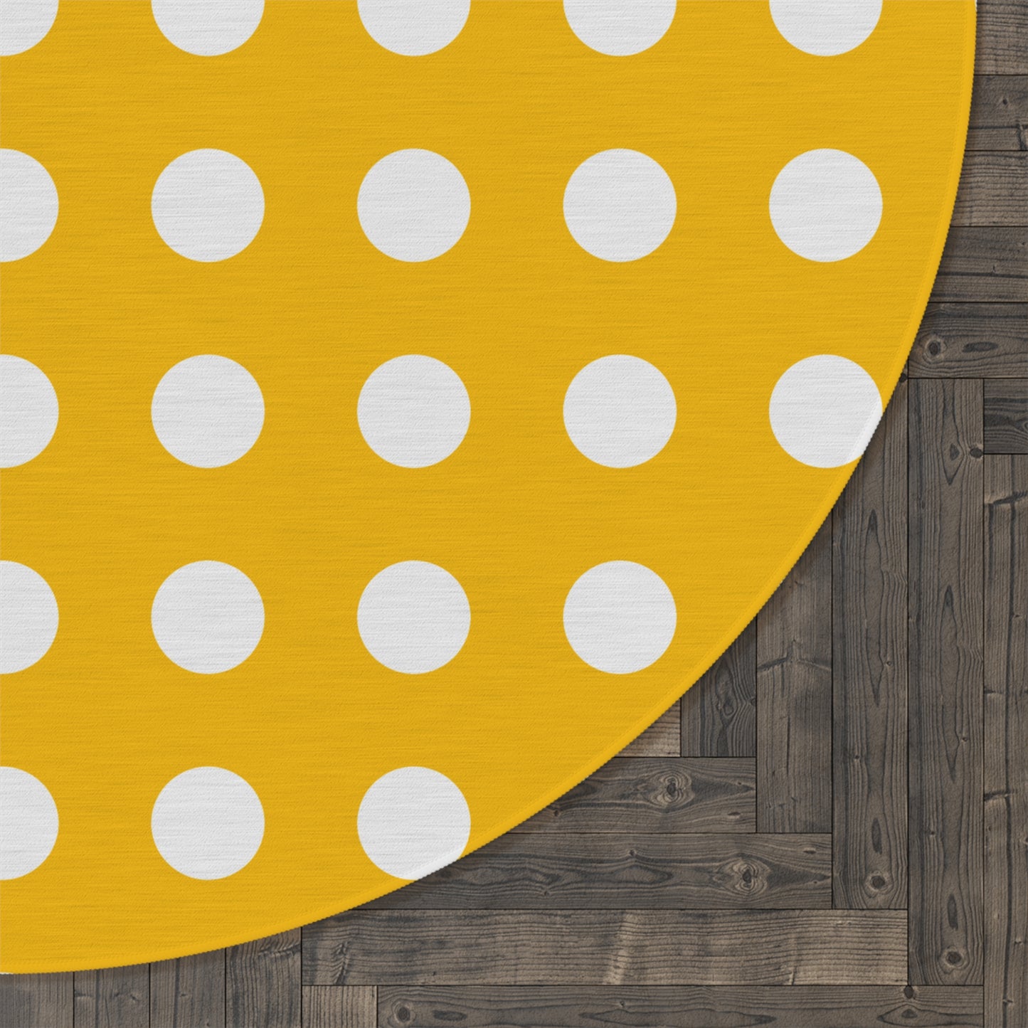 Yellow Polka Dot Round Rug 60 Inch White Dot Area Rug Bright Colorful Room Decor