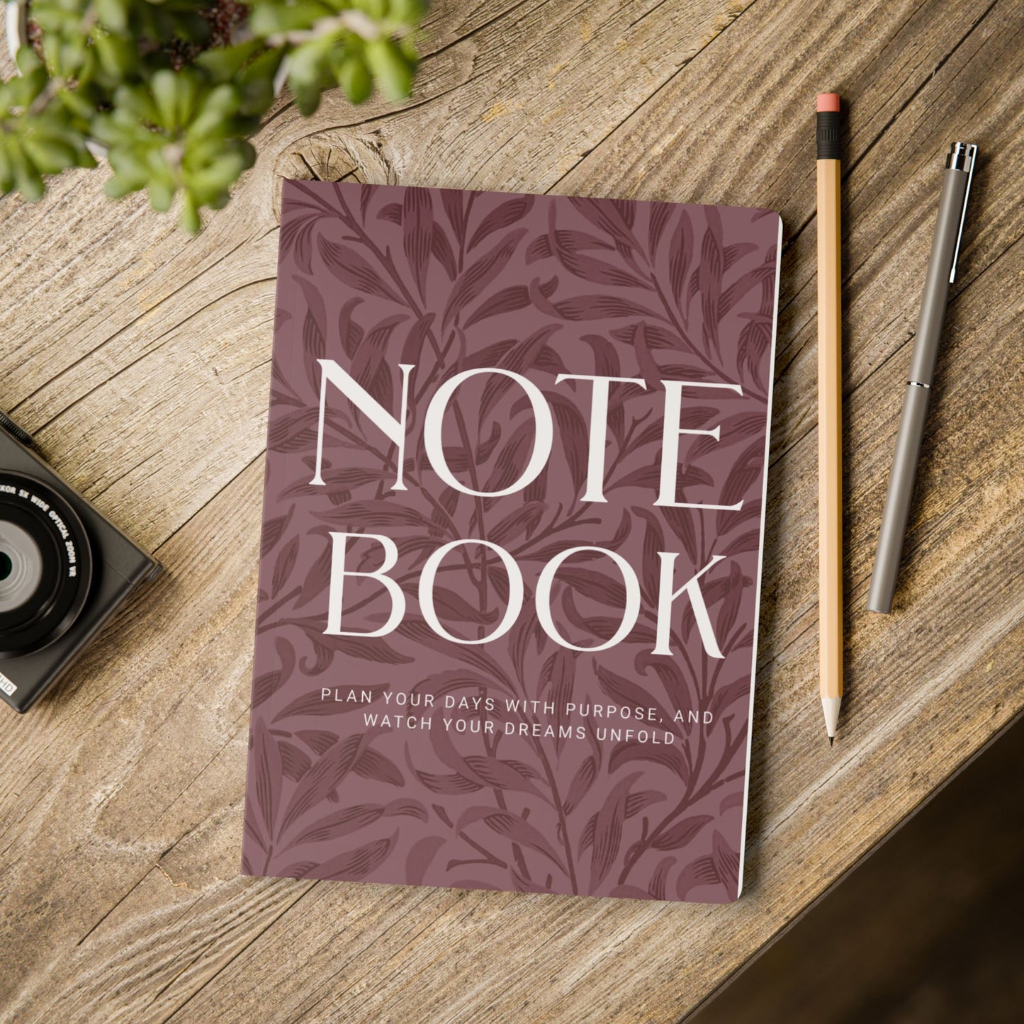 Mauve Leaves A5 Lined Journal Minimal Botanical Notebook | Coordinated Collection