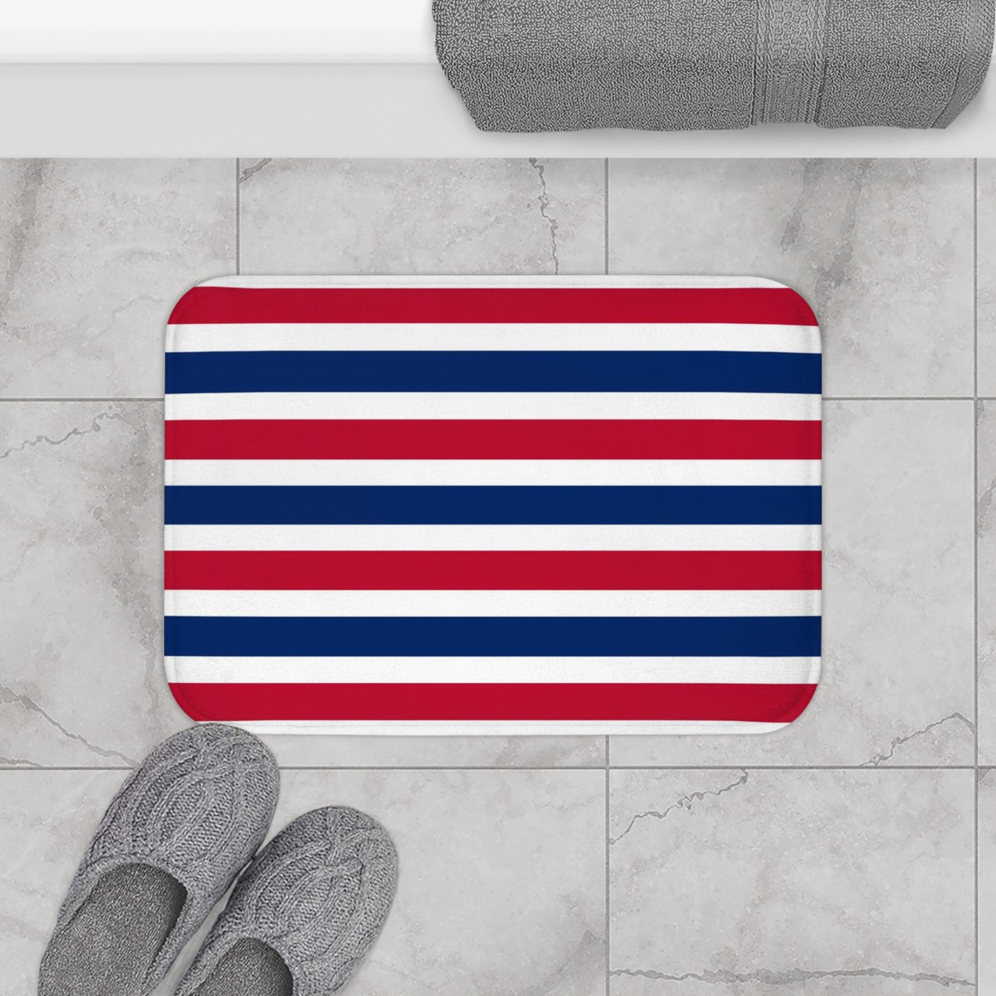 Red, White and Blue Stripe Bath Mat