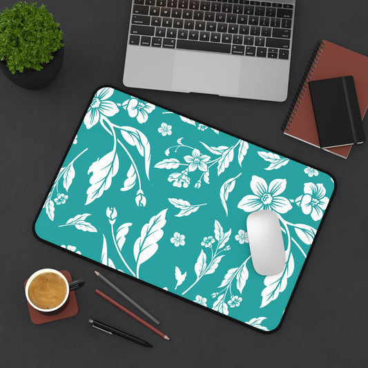 Deep Aqua Floral Desk Pad (12x18, 12x22 or 16x32)