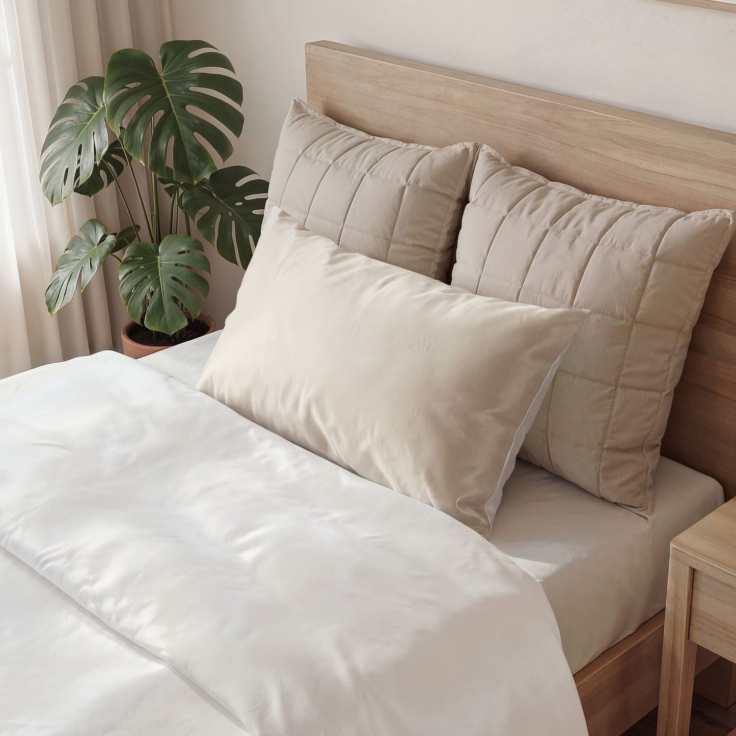 Latte Cream Pillow Solid Cotton Sham