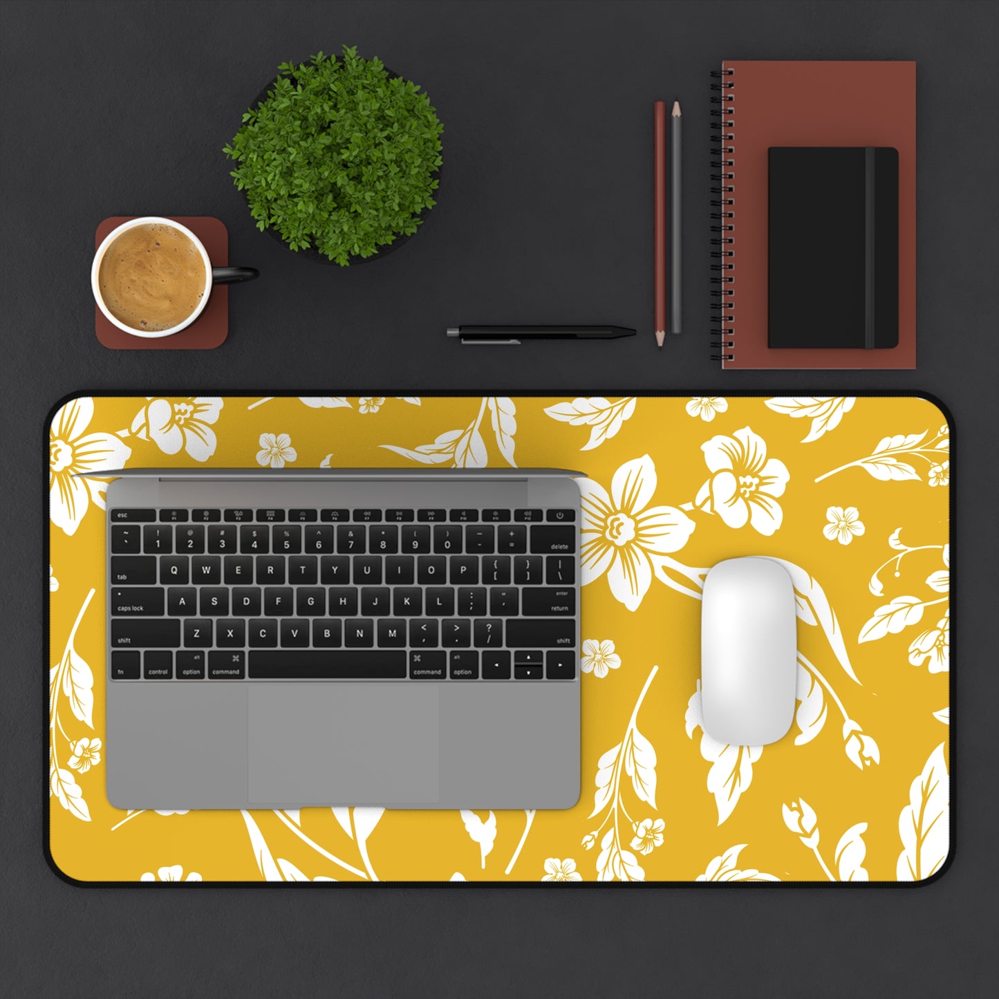 Honey Yellow Floral Desk Pad (12x18, 12x22 or 16x32)