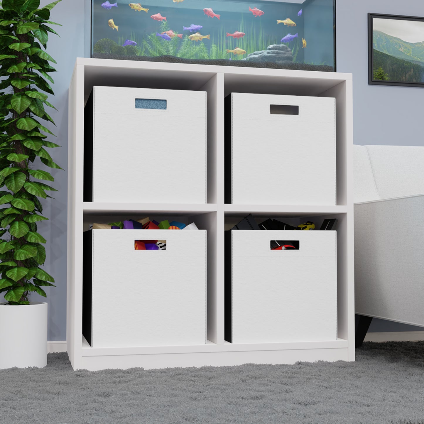 White Felt Storage Box Foldable Organizer Bin Home Storage Basket